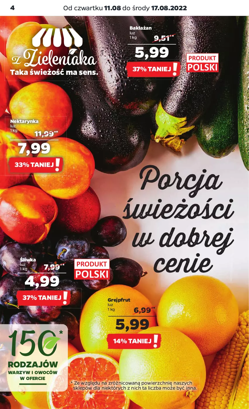 Gazetka promocyjna Netto - Artykuły spożywcze - ważna 11.08 do 17.08.2022 - strona 4 - produkty: Grejpfrut, Nektar, Nektarynka, Por