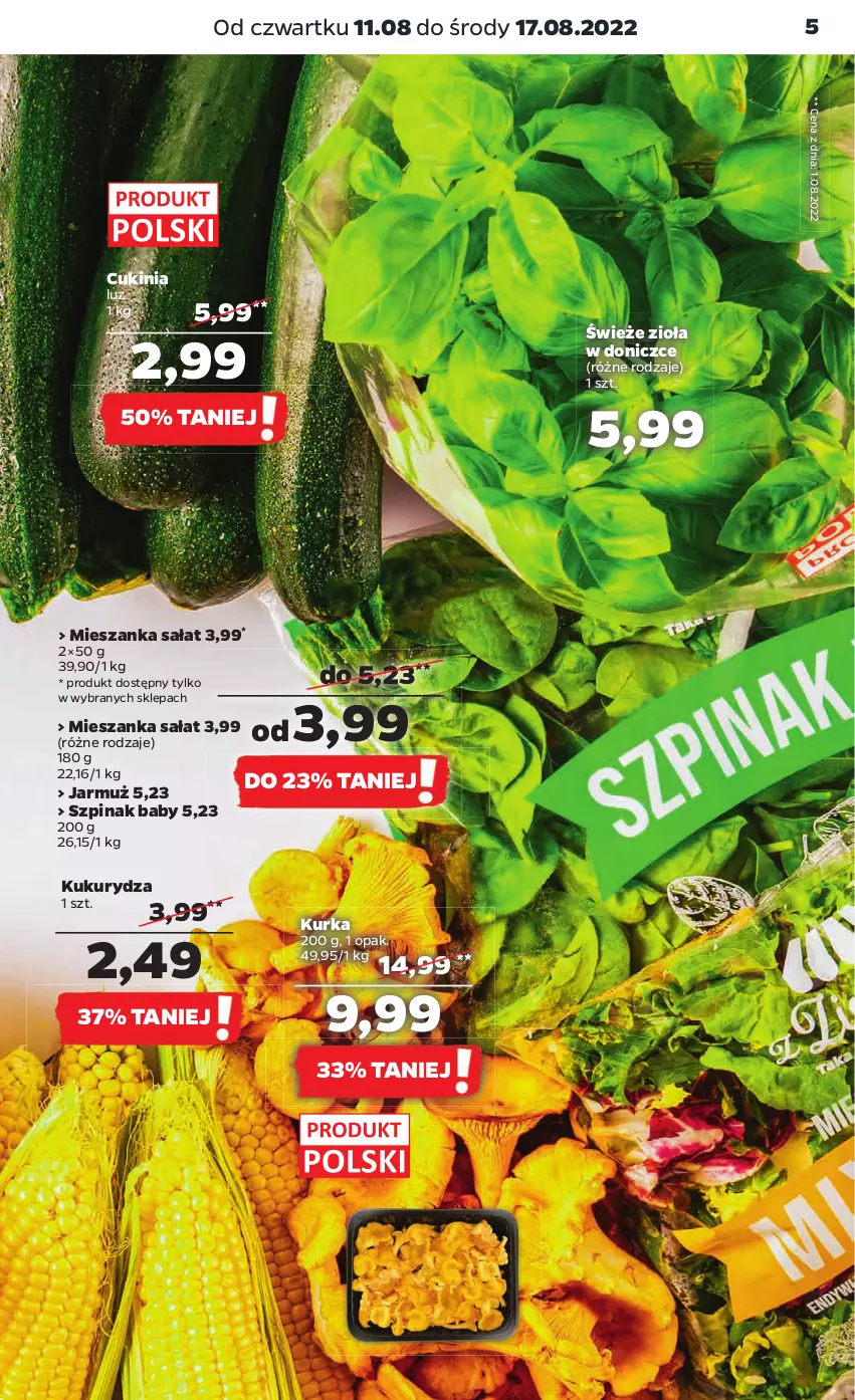 Gazetka promocyjna Netto - Artykuły spożywcze - ważna 11.08 do 17.08.2022 - strona 5 - produkty: Jarmuż, Kukurydza, Mieszanka sałat, Sałat, Szpinak, Zioła w doniczce