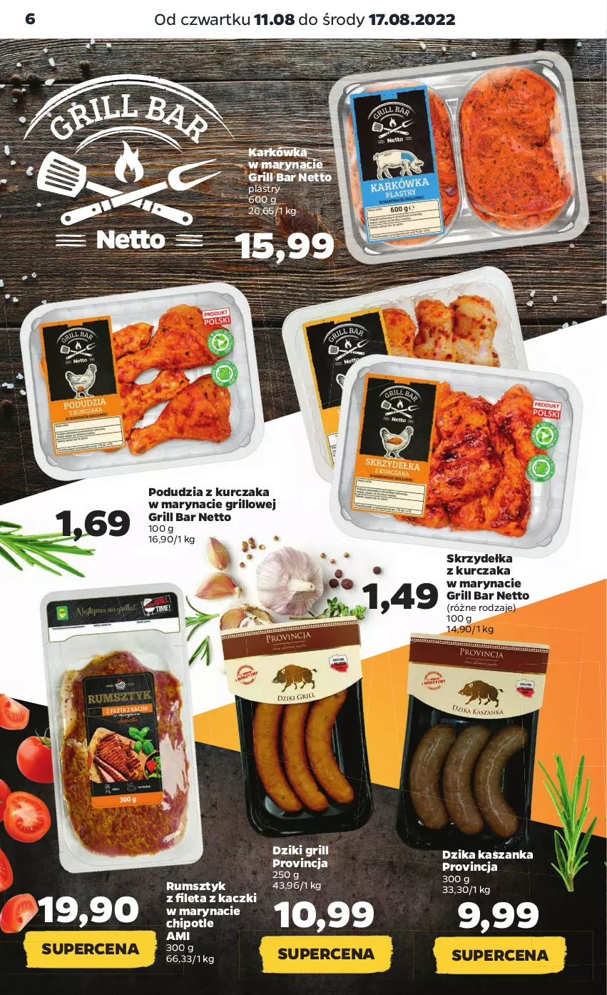 Gazetka promocyjna Netto - Artykuły spożywcze - ważna 11.08 do 17.08.2022 - strona 6 - produkty: Grill, Kasza, Kaszanka, Kurczak, Rum, Skrzydełka z kurczaka