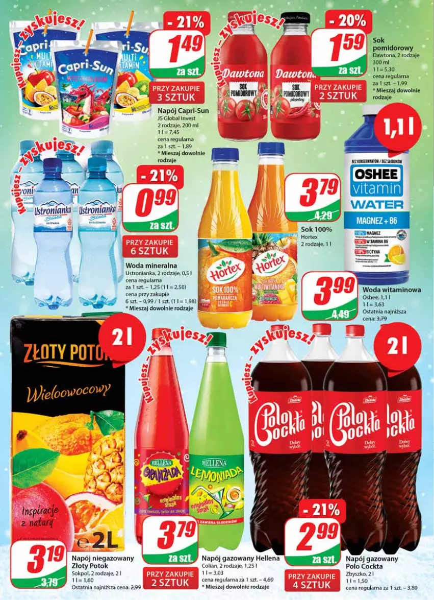 Gazetka promocyjna Dino - Gazetka - ważna 04.01 do 10.01.2023 - strona 2 - produkty: Dawtona, Hellena, Hortex, Napój, Napój gazowany, Napój niegazowany, Oshee, Ser, Sok, Sok pomidorowy, Woda, Woda mineralna