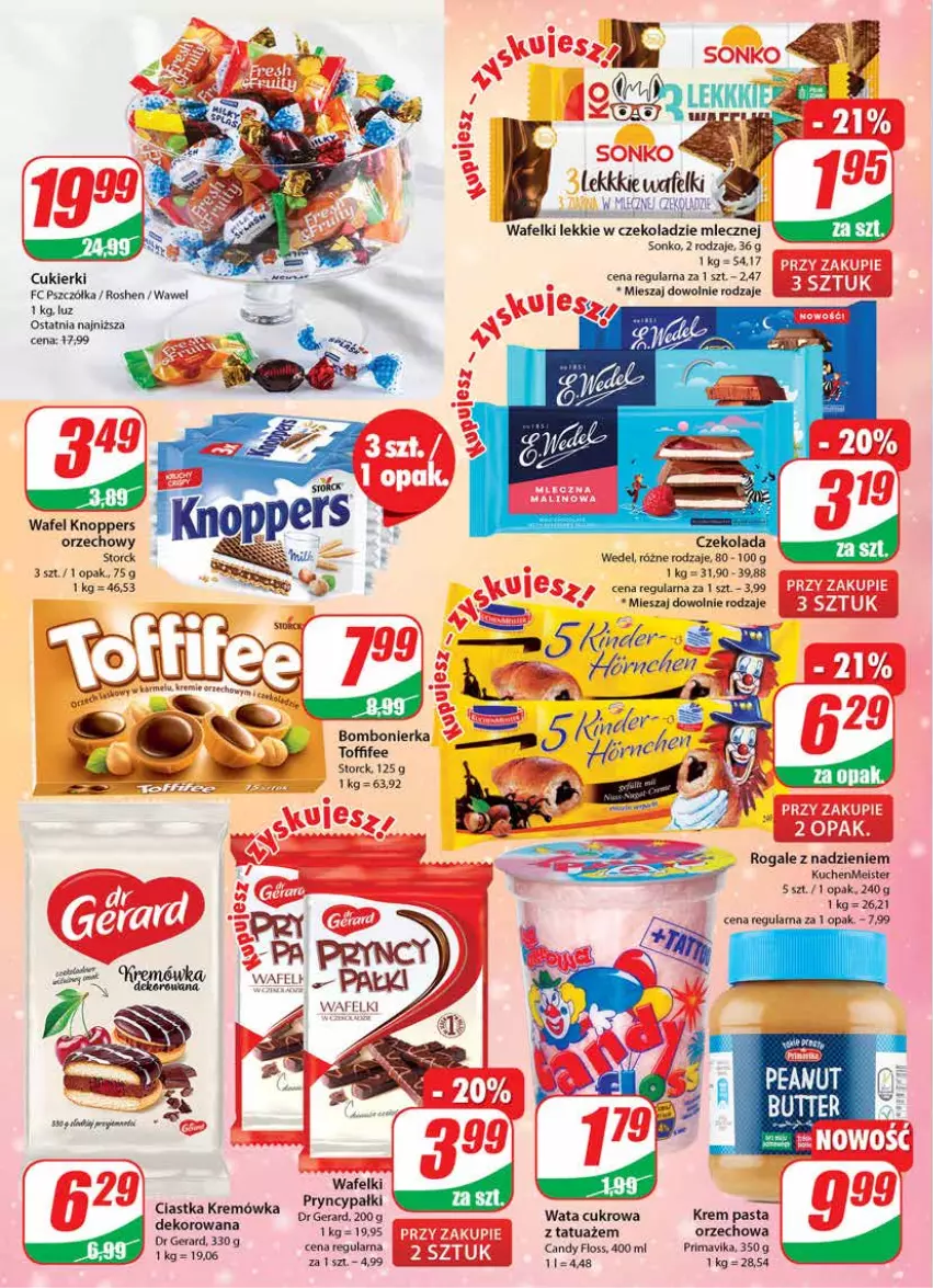 Gazetka promocyjna Dino - Gazetka - ważna 04.01 do 10.01.2023 - strona 4 - produkty: Candy, Ciastka, Cukier, Cukierki, Czekolada, Dr Gerard, Knoppers, Kremówka, Prima, Primavika, Rogal, Sonko, Toffifee, Wata cukrowa, Wawel