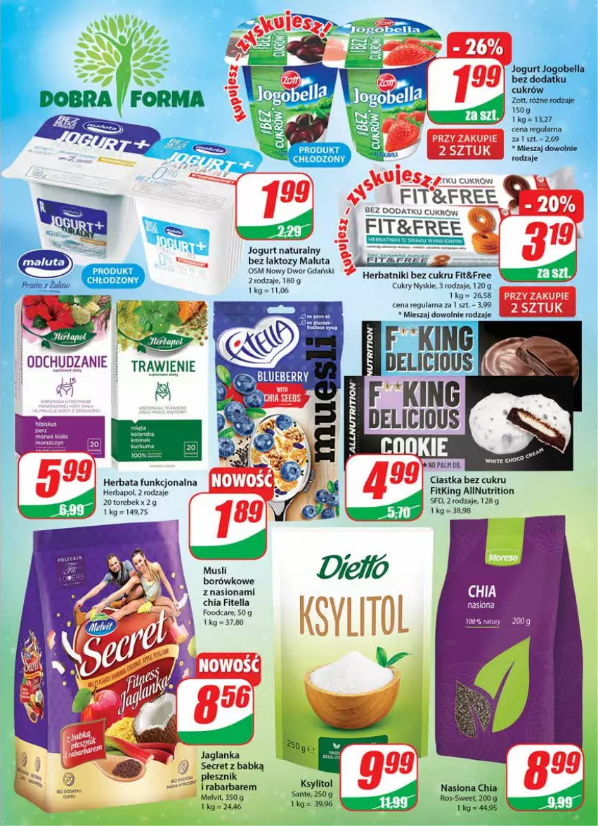 Gazetka promocyjna Dino - Gazetka - ważna 04.01 do 10.01.2023 - strona 5 - produkty: Bell, Bella, Chia, Ciastka, Herbapol, Herbata, Herbatniki, Jaglanka, Jogobella, Jogurt, Jogurt naturalny, Ksylitol, Melvit, Sante, Zott