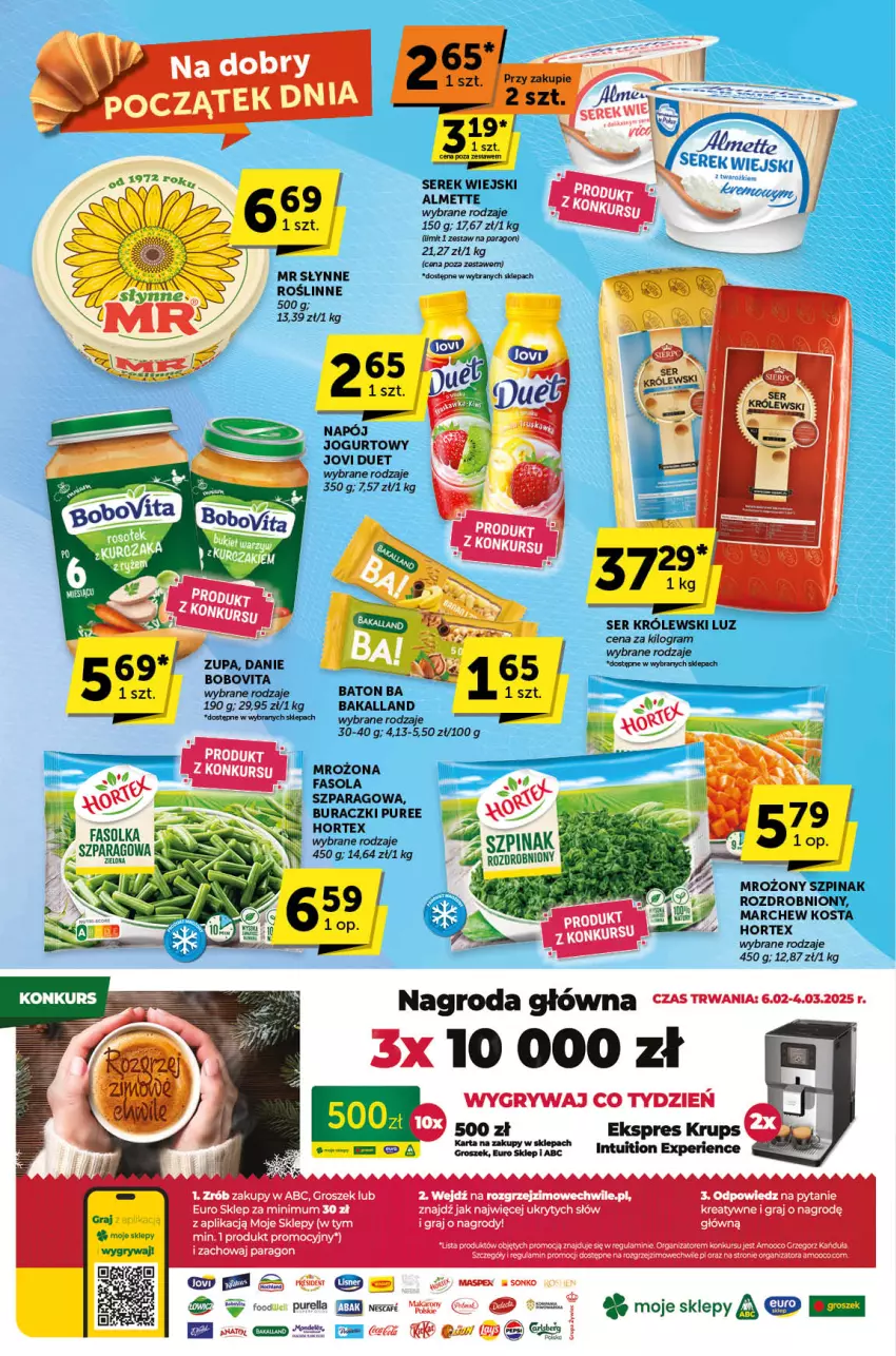 Gazetka promocyjna ABC - ważna 20.02 do 04.03.2025 - strona 4 - produkty: Almette, Bakalland, Baton, BoboVita, Buraczki, Fa, Fasola, Gra, Groszek, Hortex, Jogurt, Królewski, Lisner, Napój, Napój jogurtowy, Pur, Ser, Serek, Serek wiejski, Słynne, Sonko, Zupa