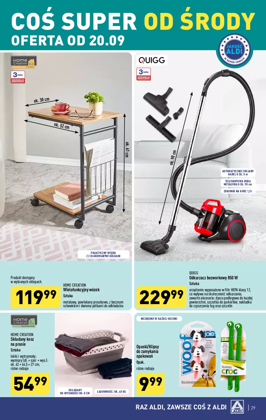 Gazetka promocyjna Aldi - Pełna oferta - ważna 18.09 do 23.09.2023 - strona 29 - produkty: Kosz, Odkurzacz, Półka, Rura, Sok, Szczotka, Teleskop, Wózek