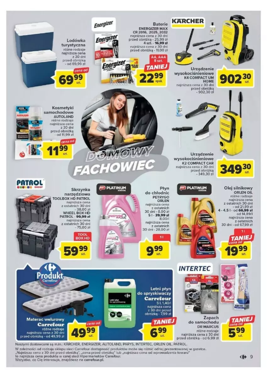 Gazetka promocyjna Carrefour - ważna 16.08 do 27.08.2023 - strona 20 - produkty: Energizer, K2, Koc, Lodówka, Olej, Olej silnikowy, Płyn do chłodnic, Płyn do spryskiwaczy, Skrzynka narzędziowa, Sok