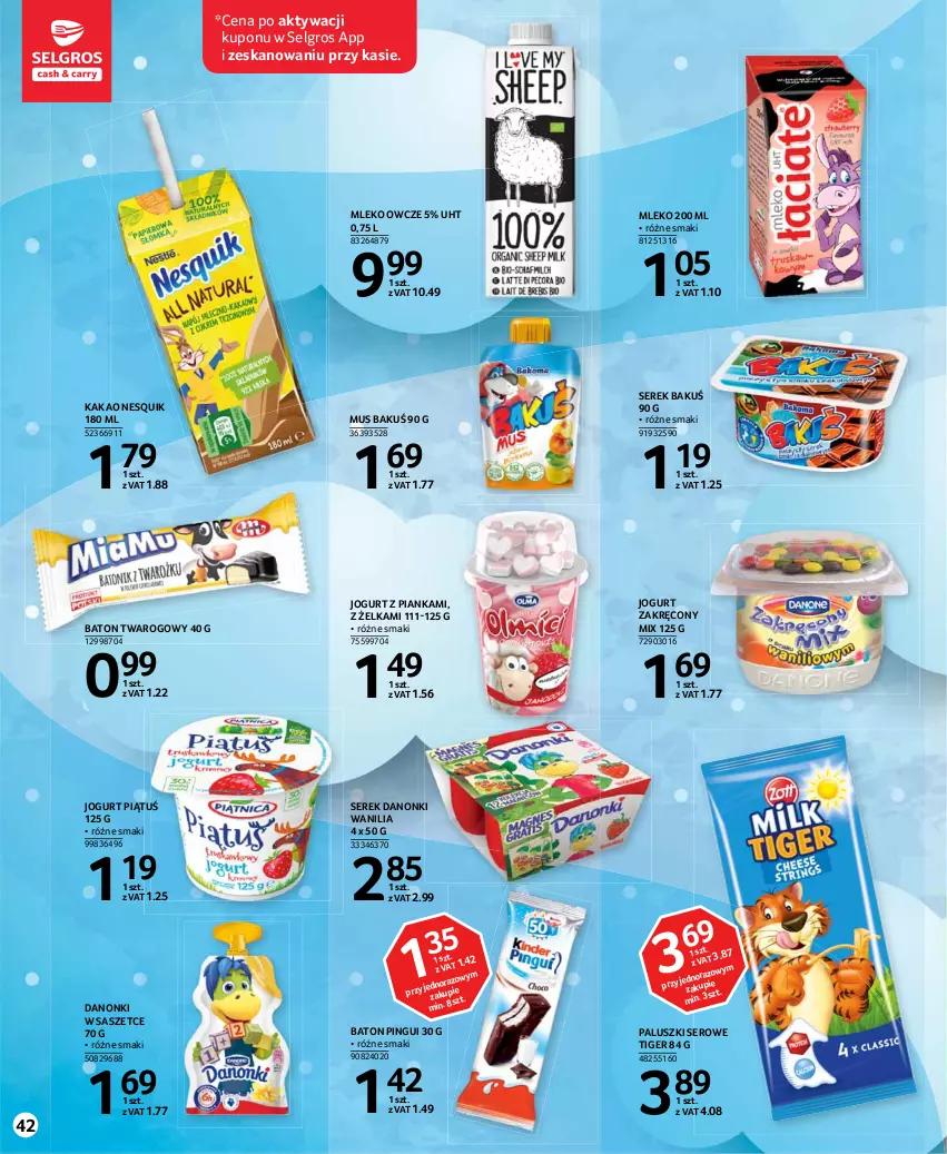 Gazetka promocyjna Selgros - Katalog Dzień Dziecka - ważna 13.05 do 26.05.2021 - strona 42 - produkty: Baton, Danonki, Jogurt, Kakao, LG, Mleko, Mus, Nesquik, Ser, Serek, Tiger