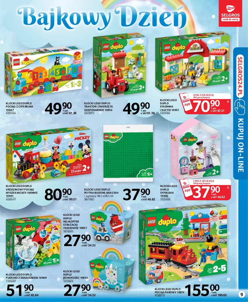 Gazetka promocyjna Selgros - Katalog Dzień Dziecka - ważna 13.05 do 26.05.2021 - strona 9 - produkty: Helikopter, Jednorożec, Klocki, LANA, LEGO, LEGO Duplo, Minnie, Mysz, Płytka, Pociąg, Pudełko, Ser, Sypialnia, Traktor, Zwierzęta