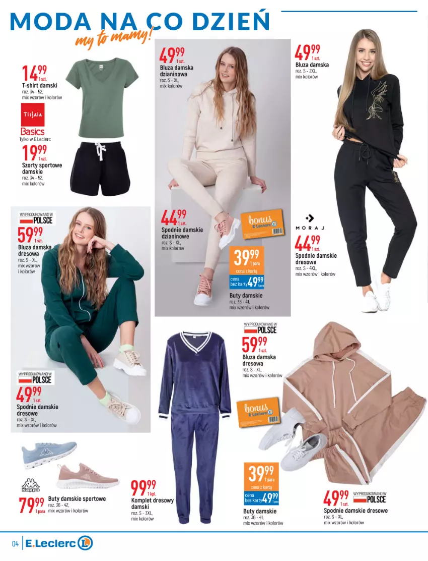 Gazetka promocyjna E Leclerc - ważna 15.02 do 26.02.2022 - strona 4 - produkty: Bluza, Buty, Dres, Moda, Por, Spodnie, Sport, Szorty, T-shirt