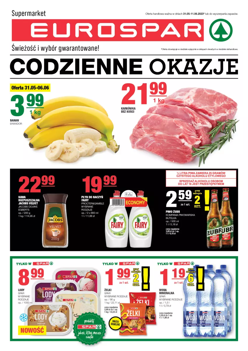 Gazetka promocyjna Spar - EuroSpar - ważna 28.05 do 07.06.2023 - strona 1 - produkty: Jacobs, Jacobs Velvet, Kawa, Lody, Piwo, Velvet, Woda