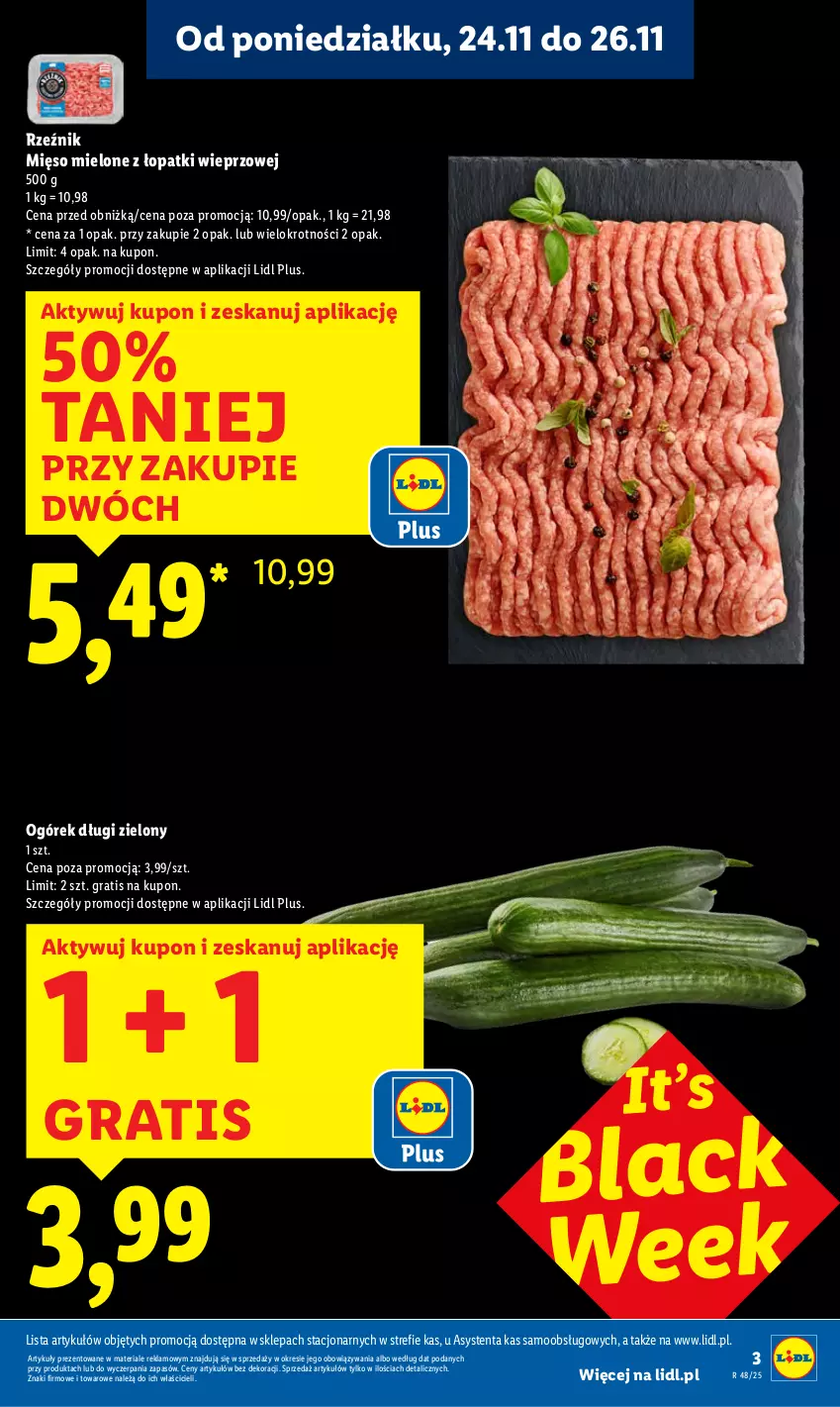 Gazetka promocyjna Lidl - GAZETKA - ważna 24.11 do 26.11.2025 - strona 3 - produkty: Gra, Lack, Mięso, Mięso mielone, Mięso mielone z łopatki wieprzowej, Ogórek