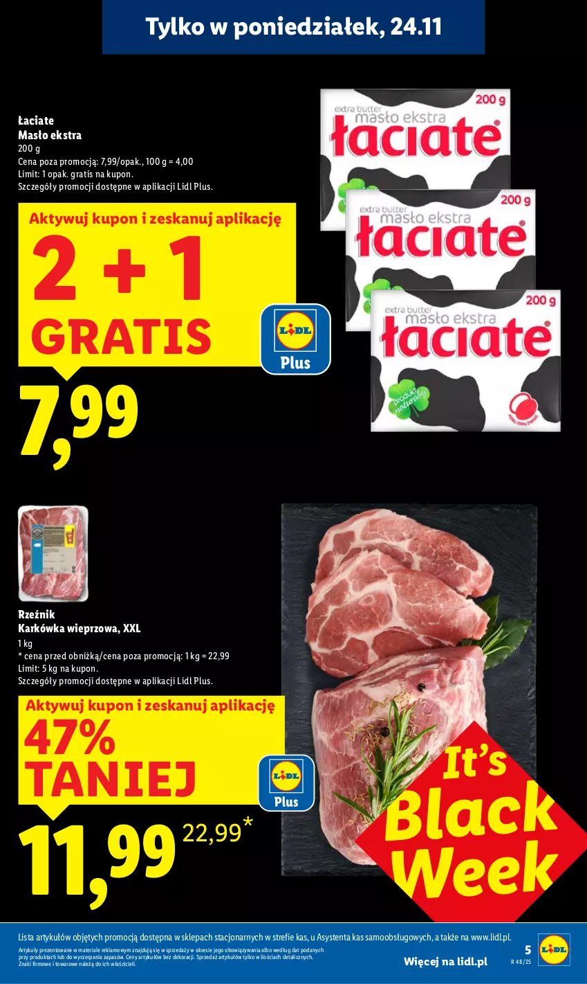 Gazetka promocyjna Lidl - GAZETKA - ważna 24.11 do 26.11.2025 - strona 5 - produkty: Gra, Karkówka wieprzowa, Lack, Masło