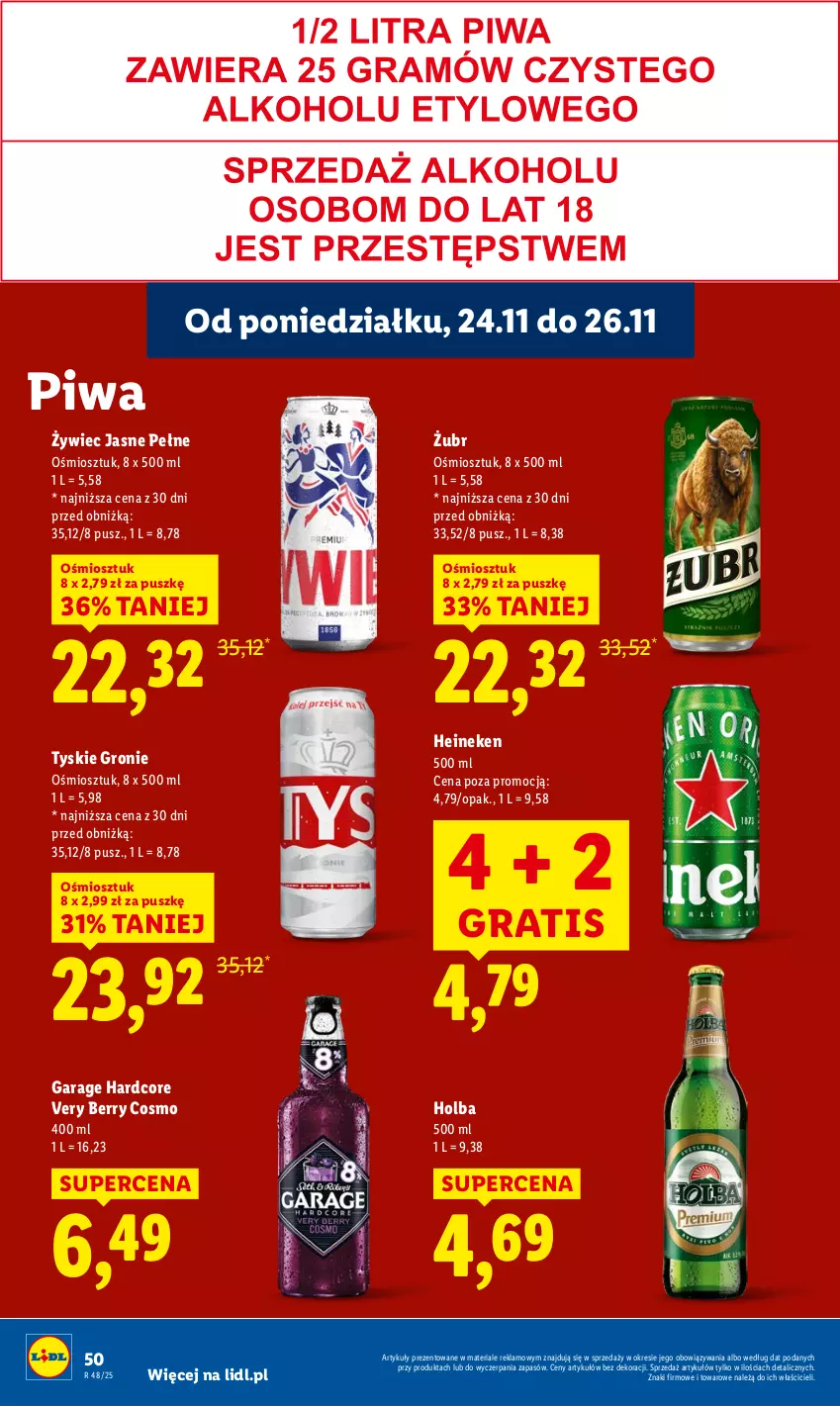 Gazetka promocyjna Lidl - GAZETKA - ważna 24.11 do 26.11.2025 - strona 50 - produkty: Gra, Heineken, Piwa, Tyskie