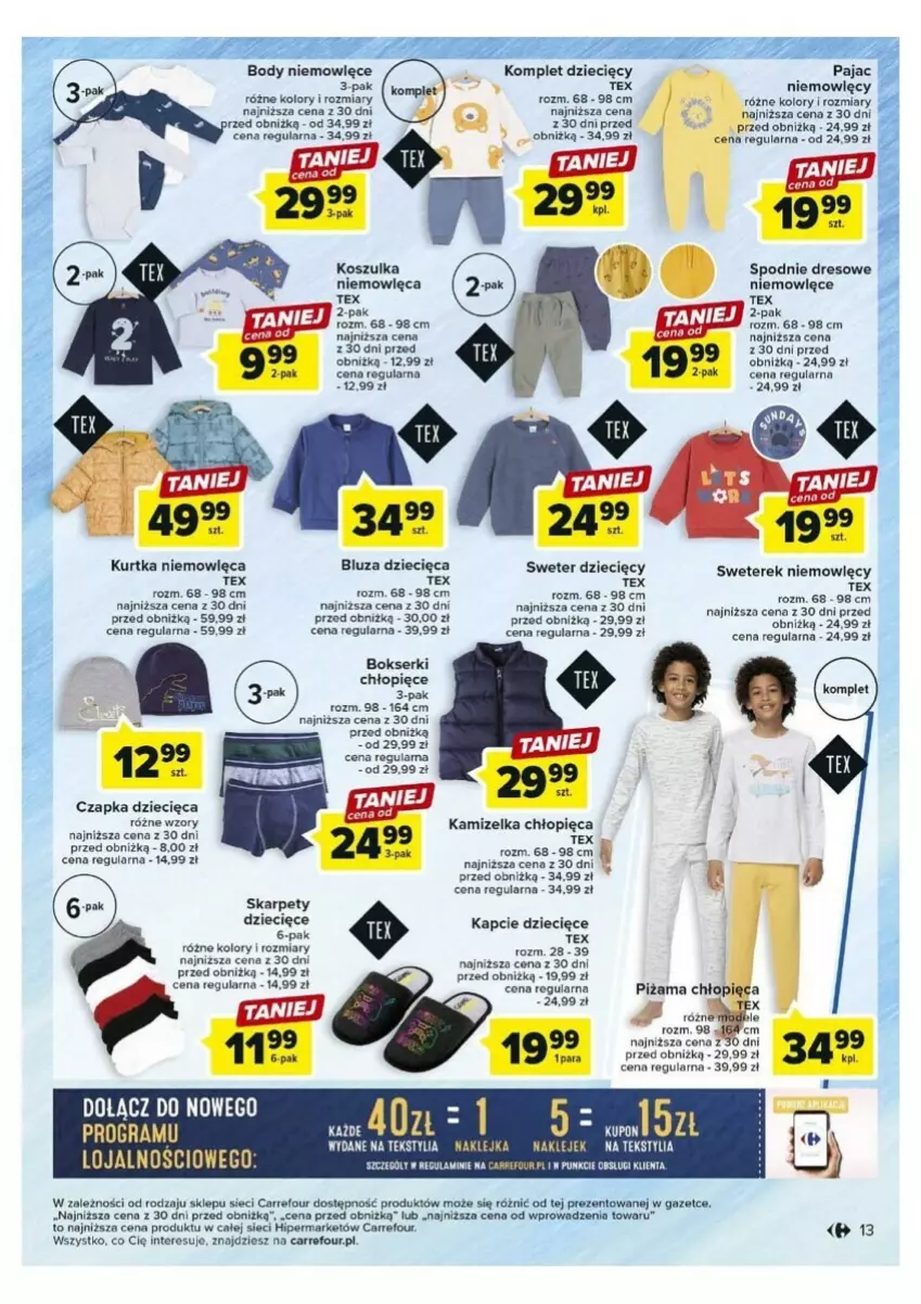 Gazetka promocyjna Carrefour - ważna 05.09 do 16.09.2023 - strona 5 - produkty: Bluza, Body, Bokserki, Czapka, Dres, Dzieci, Gra, Kamizelka, Kapcie, Karp, Klej, Kosz, Koszulka, Kurtka, Pajac, Piżama, Ser, Spodnie, Spodnie dresowe, Sweter