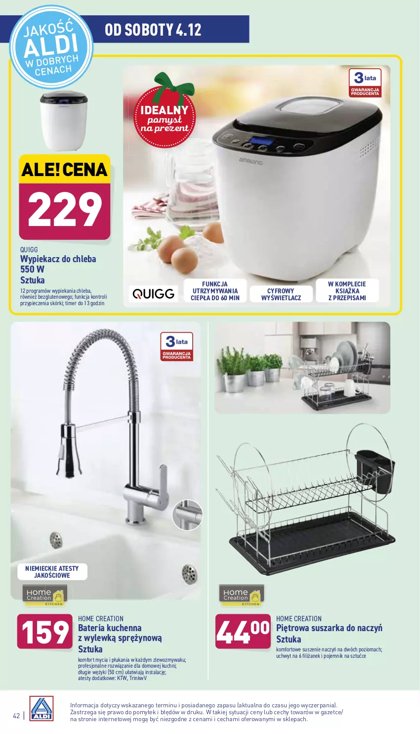 Gazetka promocyjna Aldi - ważna 29.11 do 04.12.2021 - strona 42 - produkty: Bateria, Bateria kuchenna, Chleb, Gra, Książka, Piec, Pojemnik, Pojemnik na sztućce, Suszarka, Suszarka do naczyń, Zlew, Zlewozmywak