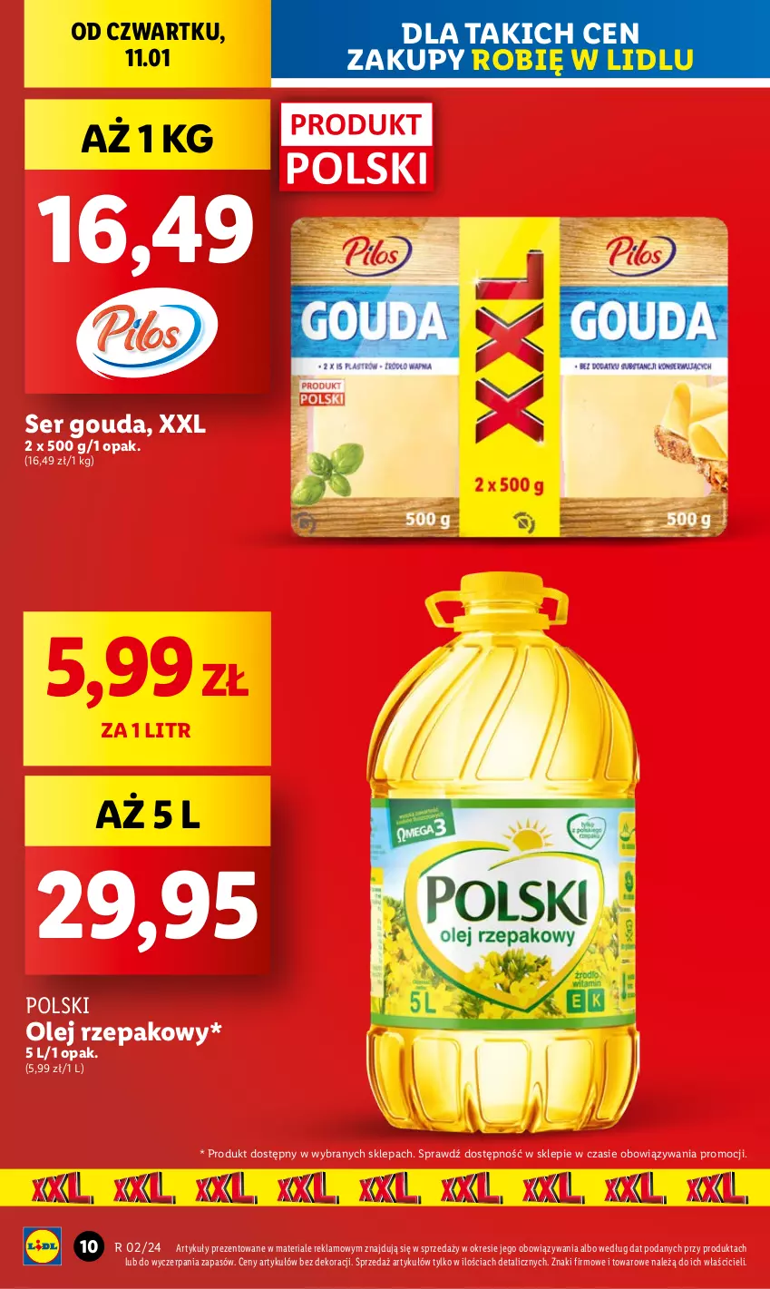 Gazetka promocyjna Lidl - GAZETKA - ważna 11.01 do 13.01.2024 - strona 10 - produkty: Gouda, Olej, Olej rzepakowy, Ser