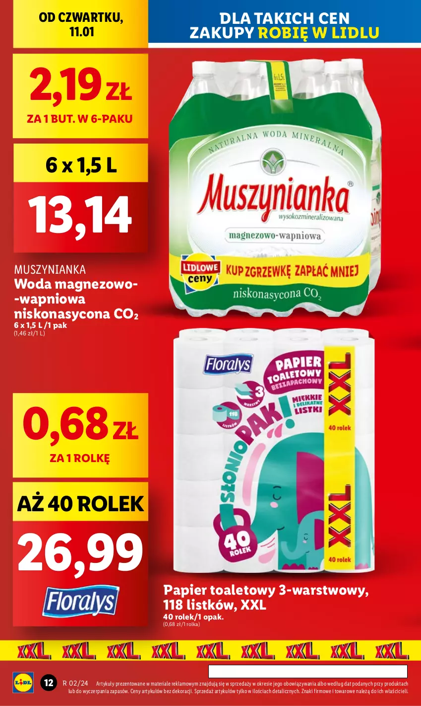 Gazetka promocyjna Lidl - GAZETKA - ważna 11.01 do 13.01.2024 - strona 12 - produkty: Magnez, Mus, Muszynianka, Papier, Papier toaletowy, Woda