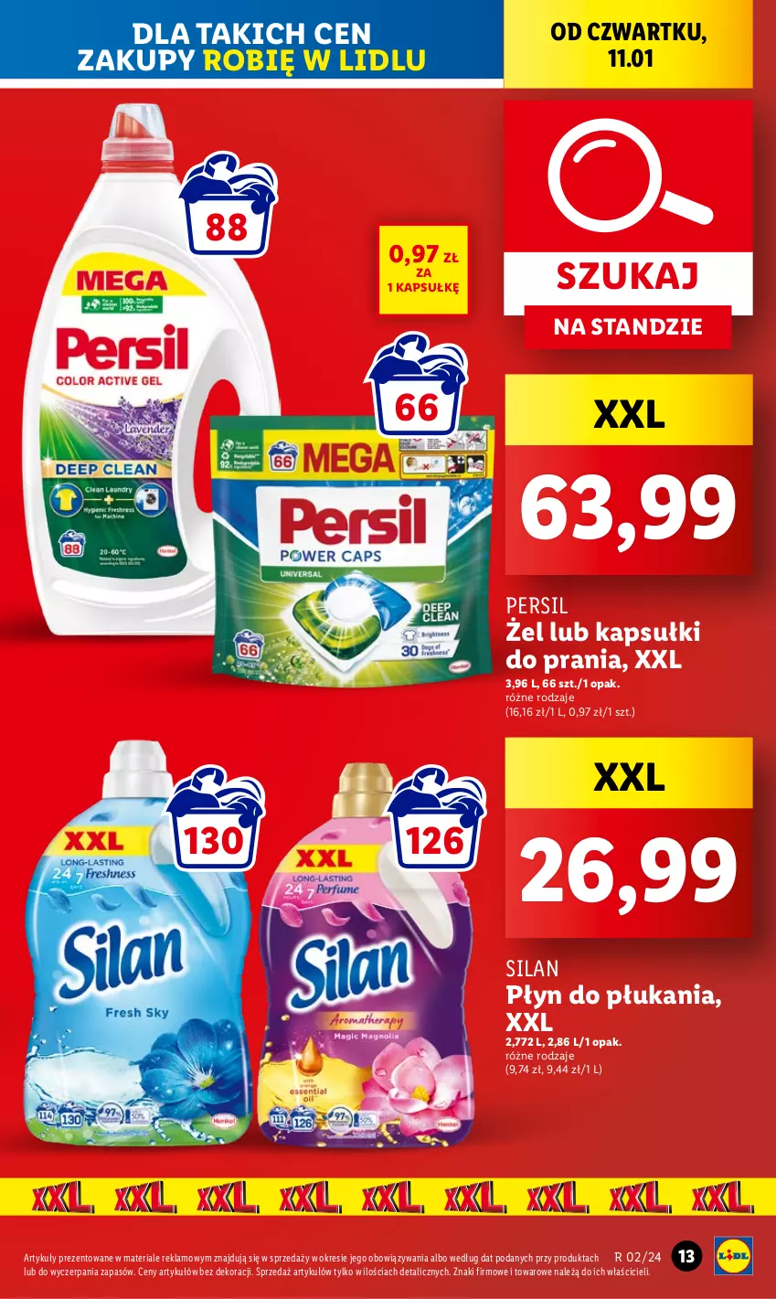 Gazetka promocyjna Lidl - GAZETKA - ważna 11.01 do 13.01.2024 - strona 13 - produkty: Kapsułki do prania, Persil, Płyn do płukania, Silan