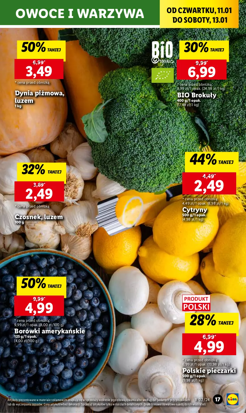 Gazetka promocyjna Lidl - GAZETKA - ważna 11.01 do 13.01.2024 - strona 19 - produkty: Brokuły, Cytryny, Czosnek, Owoce, Piec, Warzywa