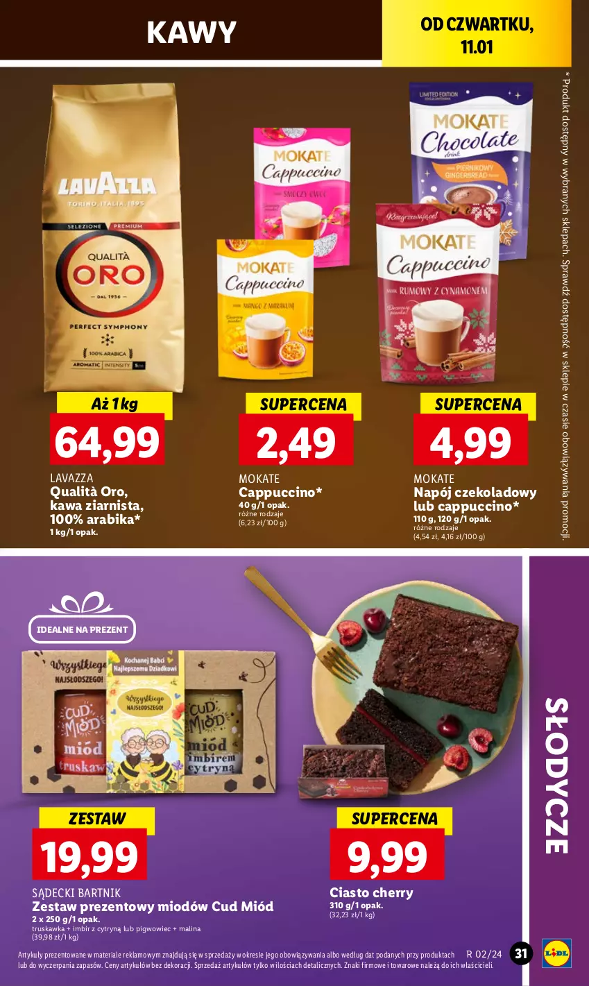 Gazetka promocyjna Lidl - GAZETKA - ważna 11.01 do 13.01.2024 - strona 35 - produkty: Cappuccino, Imbir, Kawa, Kawa ziarnista, Lavazza, Miód, Napój, Pigwowiec, Zestaw prezentowy