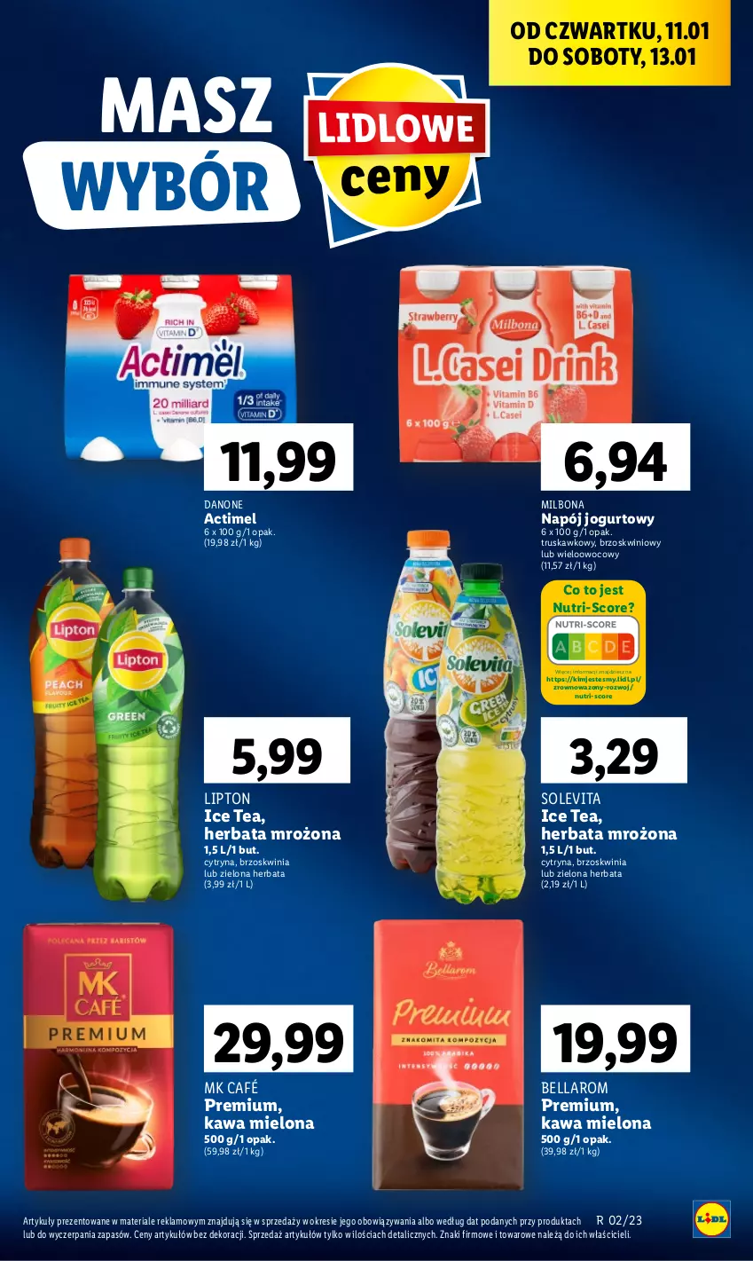 Gazetka promocyjna Lidl - GAZETKA - ważna 11.01 do 13.01.2024 - strona 39 - produkty: Actimel, Bell, Bella, Danone, Herbata, Ice tea, Jogurt, Kawa, Kawa mielona, Lipton, Napój, Napój jogurtowy, Wazon