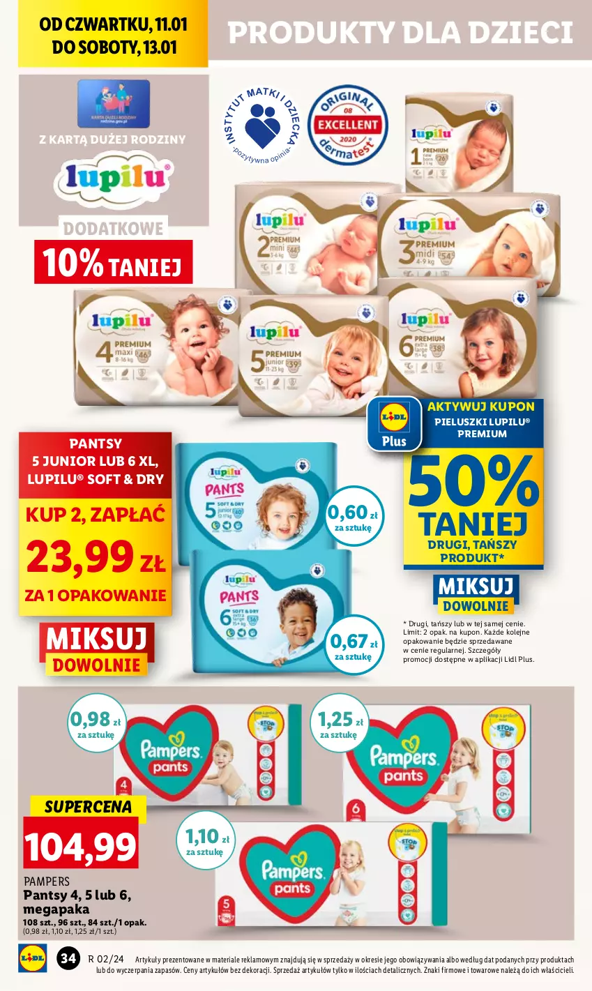 Gazetka promocyjna Lidl - GAZETKA - ważna 11.01 do 13.01.2024 - strona 40 - produkty: Dzieci, Olej, Pampers