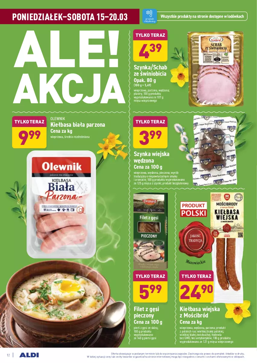 Gazetka promocyjna Aldi - ALE! CENA - ważna 15.03 do 20.03.2021 - strona 14 - produkty: BIC, Kiełbasa, Kiełbasa biała, Kiełbasa wiejska, Lodówka, Olewnik, Piec, Szynka, Tera