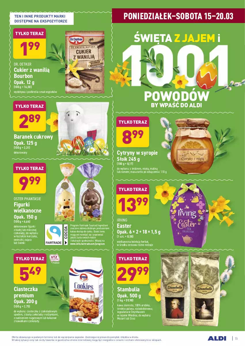 Gazetka promocyjna Aldi - ALE! CENA - ważna 15.03 do 20.03.2021 - strona 17 - produkty: Bourbon, Cukier, Cytryny, Dr. Oetker, Fa, Gra, Imbir, Irving, Kakao, Kawa, Kawa ziarnista, Kurczak, LANA, Rum, Syrop, Tera