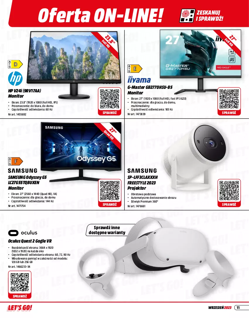 Gazetka promocyjna Media Markt - Gazetka Media Markt - ważna 01.09 do 30.09.2023 - strona 11 - produkty: Fa, Gra, HP, Monitor, Obraz, Samsung