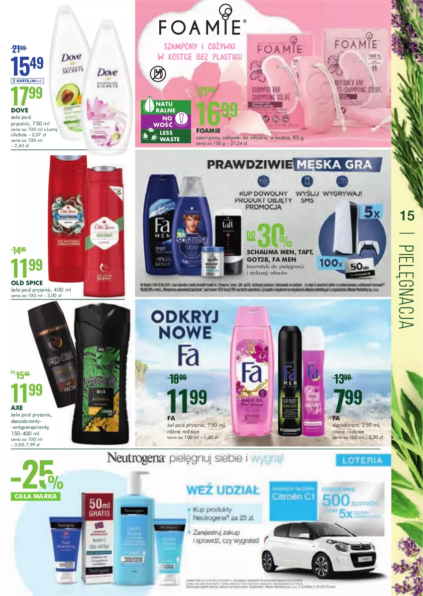 Gazetka promocyjna Super Pharm - Gazetka - ważna 12.08 do 26.08.2021 - strona 15 - produkty: Antyperspirant, Dezodorant, Dove, Fa, Got2b, Kosmetyki do pielęgnacji, Old Spice, Schauma, Szampon, Taft