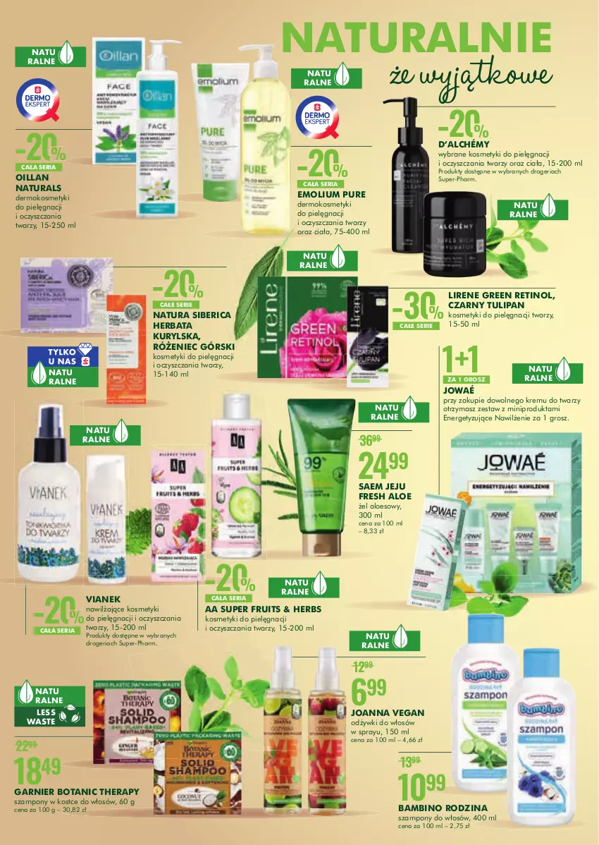 Gazetka promocyjna Super Pharm - Gazetka - ważna 12.08 do 26.08.2021 - strona 4 - produkty: Emolium, Garnier, Herbata, Joanna, Kosmetyki do pielęgnacji, Lirene, Natura Siberica, Oillan, Pur, Ser, Szampon, Tulipan