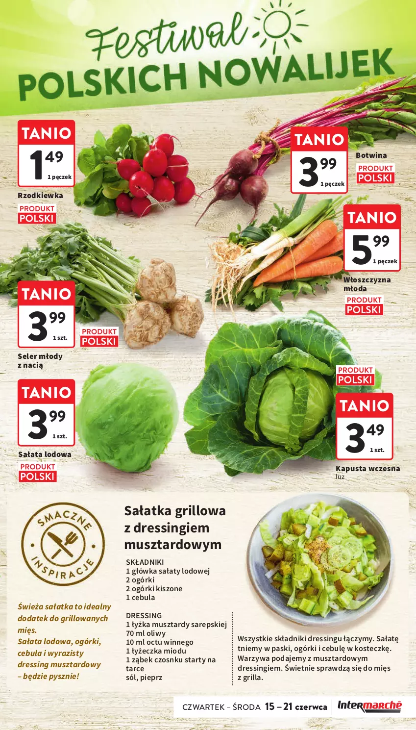 Gazetka promocyjna Intermarche - Gazetka Intermarche - ważna 15.06 do 21.06.2023 - strona 15 - produkty: Cebula, Dres, Grill, Mus, Pieprz, Rzodkiewka, Sałat, Sałata lodowa, Sałatka, Sól, Warzywa