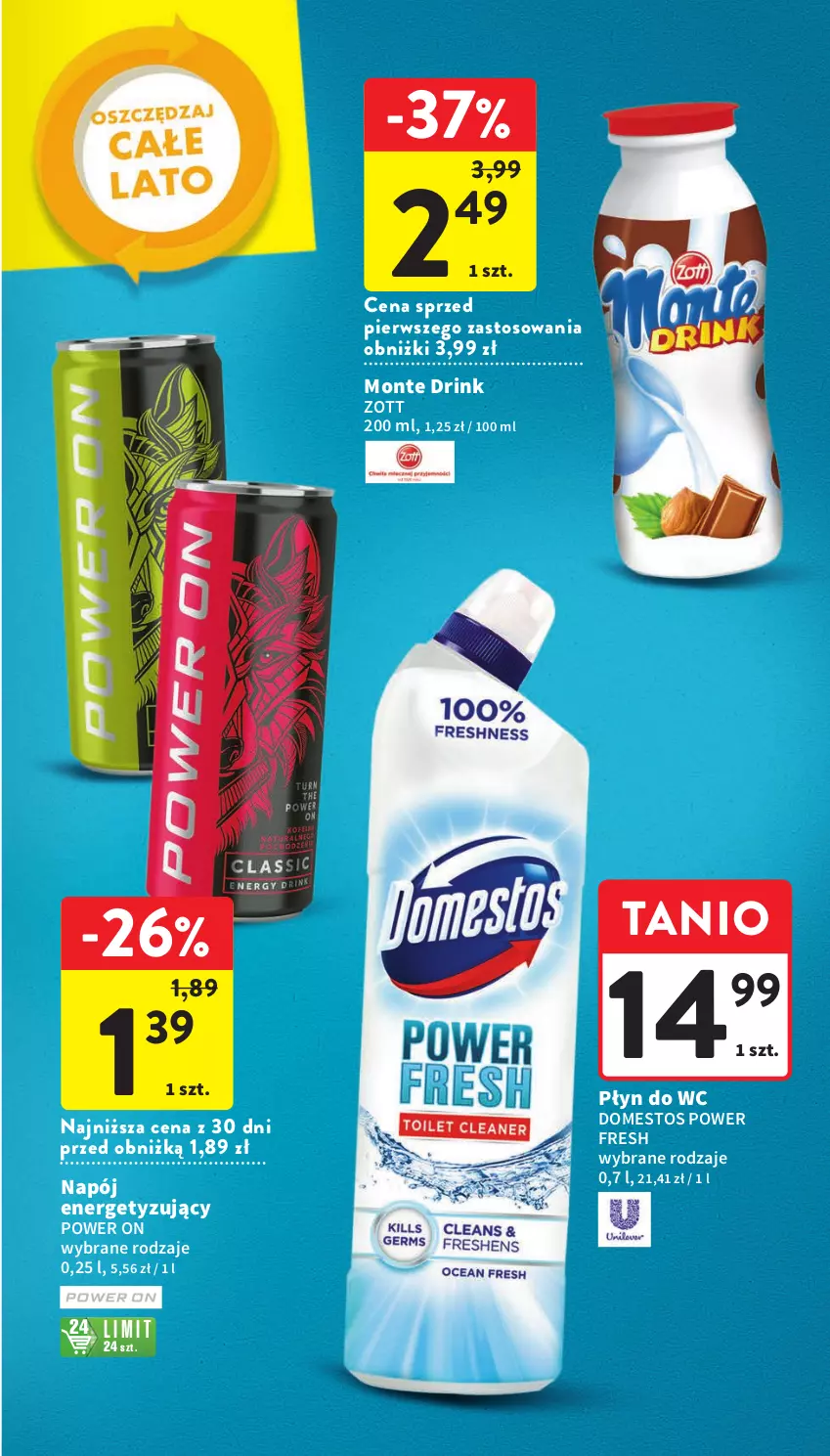 Gazetka promocyjna Intermarche - Gazetka Intermarche - ważna 15.06 do 21.06.2023 - strona 39 - produkty: Domestos, Monte, Napój, Płyn do wc, Zott