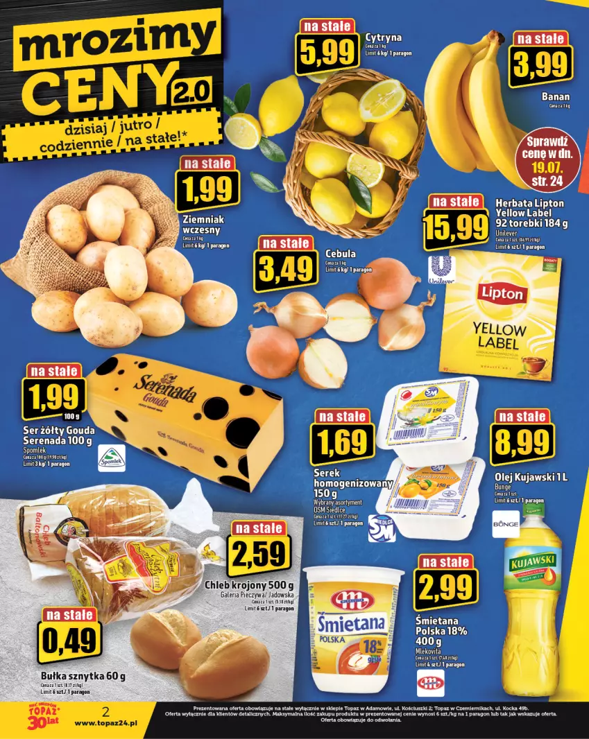 Gazetka promocyjna Topaz - Gazetka - ważna 13.07 do 19.07.2023 - strona 2 - produkty: Bułka, Cebula, Chleb, Gouda, Herbata, Mleko, Mlekovita, Piec, Ser, Vita C