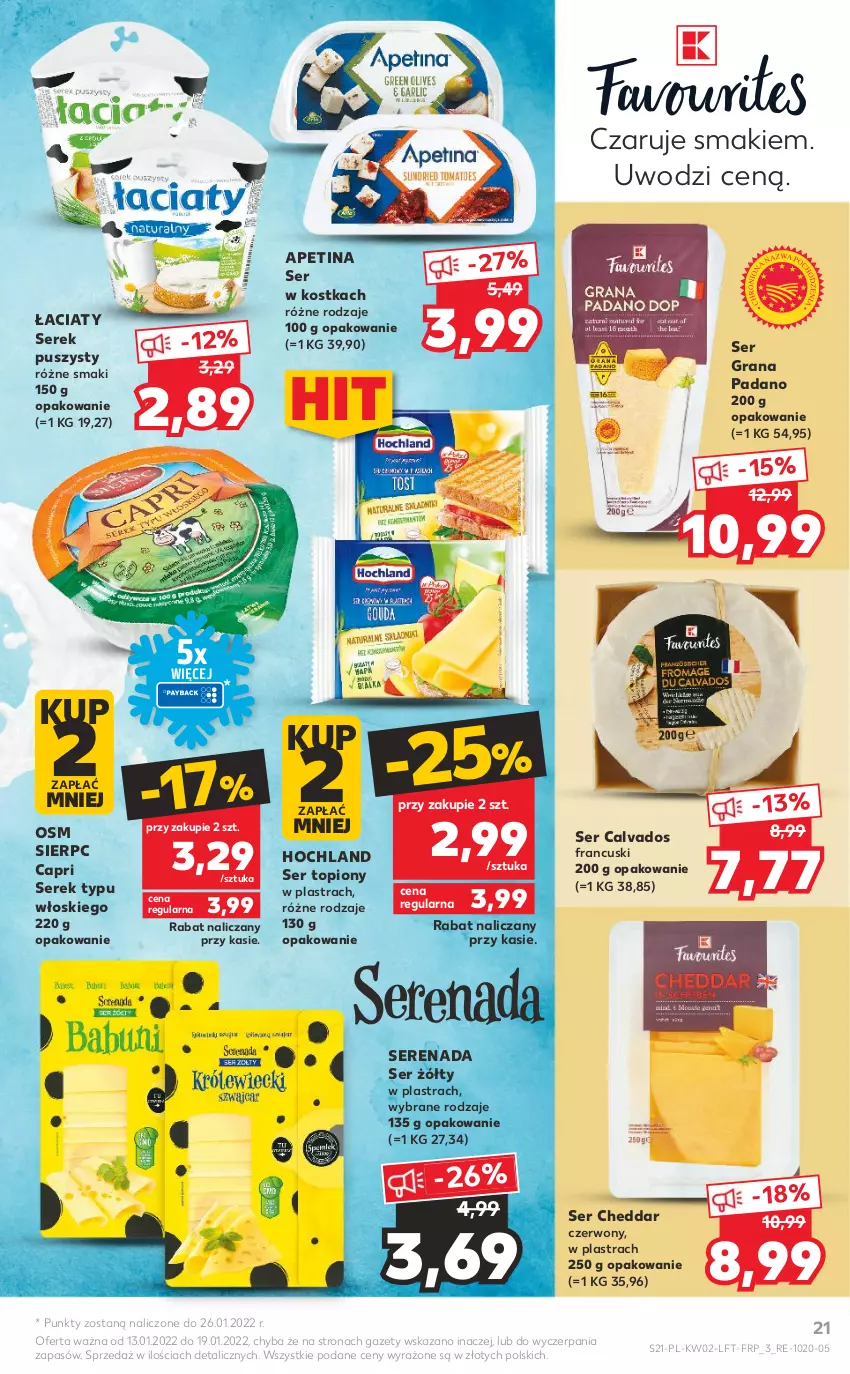 Gazetka promocyjna Kaufland - OFERTA TYGODNIA - ważna 13.01 do 19.01.2022 - strona 21 - produkty: Cheddar, Gra, Hochland, Ser, Ser topiony, Serek, Serek puszysty, Top