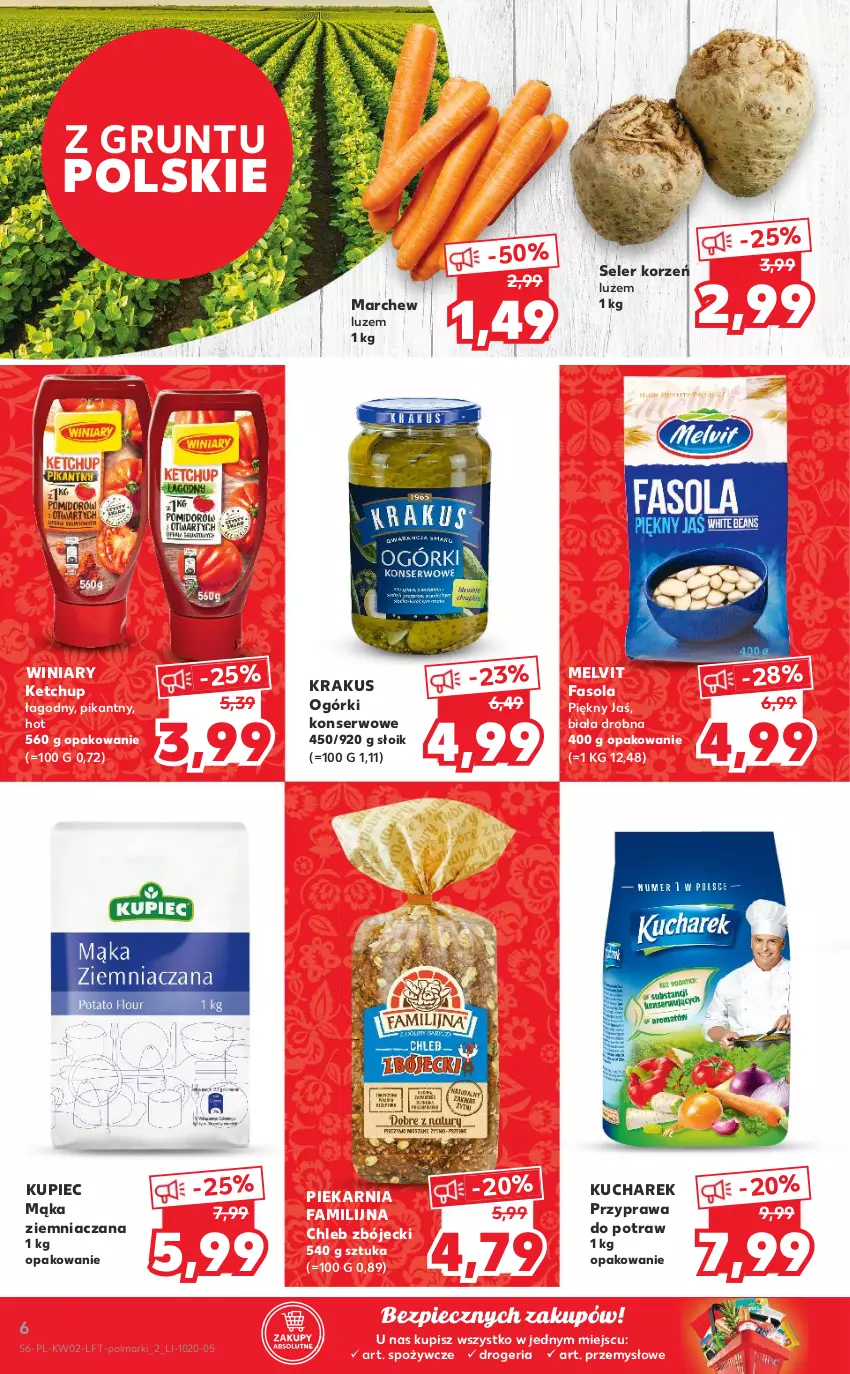 Gazetka promocyjna Kaufland - OFERTA TYGODNIA - ważna 13.01 do 19.01.2022 - strona 6 - produkty: Chleb, Fa, Fasola, Grunt, Ketchup, Krakus, Kucharek, Kupiec, Mąka, Melvit, Ogórki konserwowe, Olma, Piec, Przyprawa do potraw, Seler korzeń, Ser, Winiary