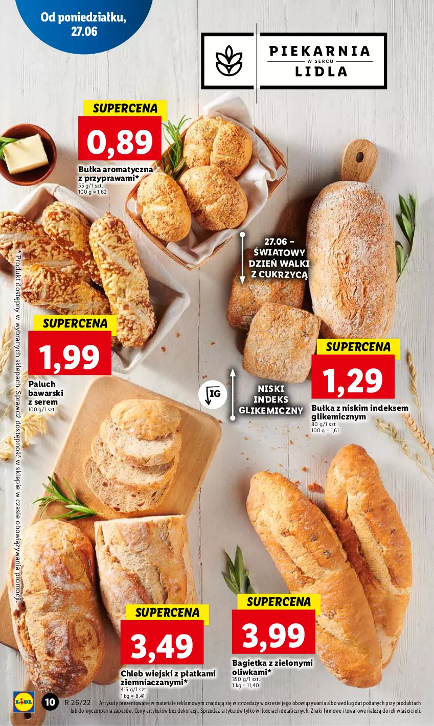 Gazetka promocyjna Lidl - GAZETKA - ważna 27.06 do 29.06.2022 - strona 10 - produkty: Bagietka, Bułka, Chleb, Ser