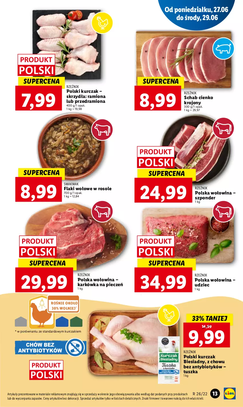 Gazetka promocyjna Lidl - GAZETKA - ważna 27.06 do 29.06.2022 - strona 13 - produkty: Flaki, Flaki wołowe, Kurczak, Piec, Por, Tusz, Wołowina