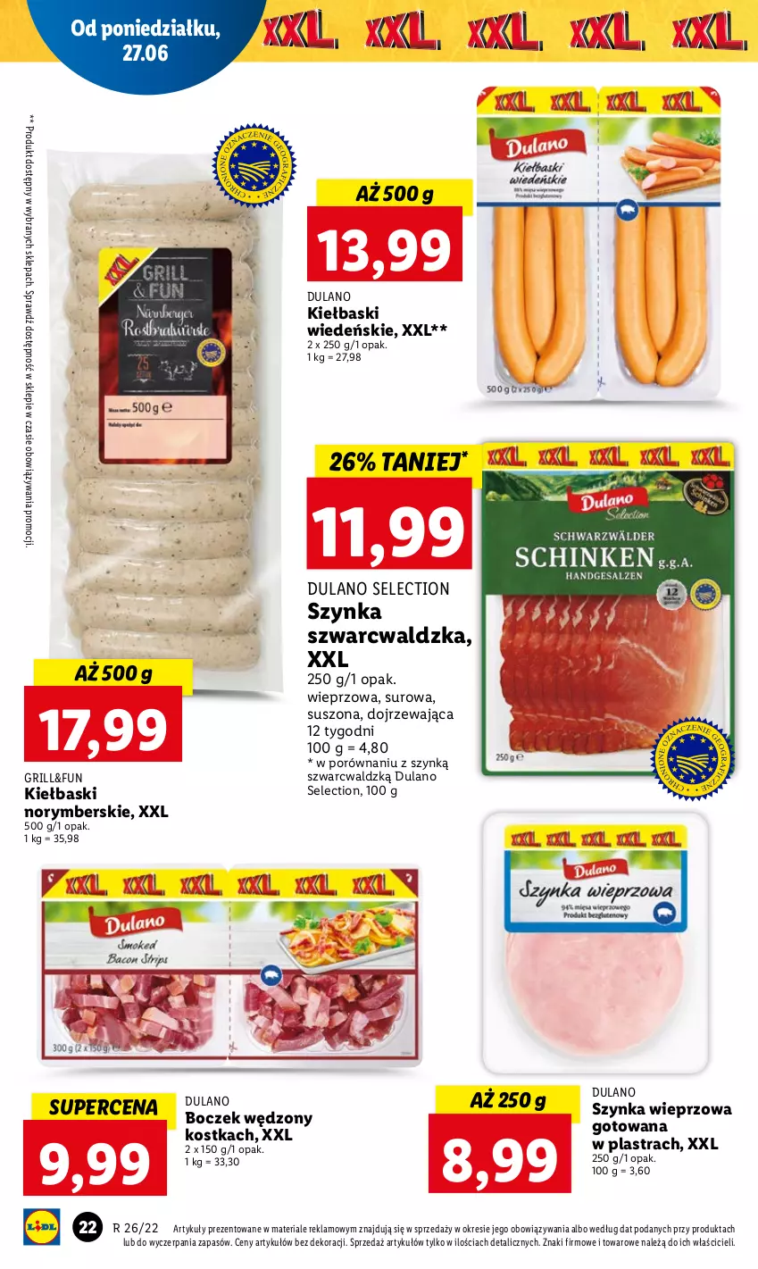 Gazetka promocyjna Lidl - GAZETKA - ważna 27.06 do 29.06.2022 - strona 22 - produkty: Boczek, Dulano, Grill, Por, Szynka, Szynka wieprzowa