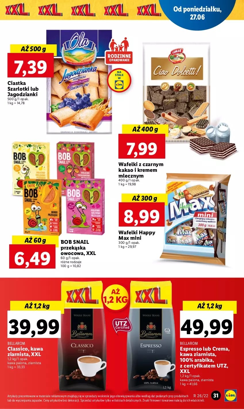 Gazetka promocyjna Lidl - GAZETKA - ważna 27.06 do 29.06.2022 - strona 31 - produkty: Bell, Bella, Ciastka, Kakao, Kawa, Kawa ziarnista