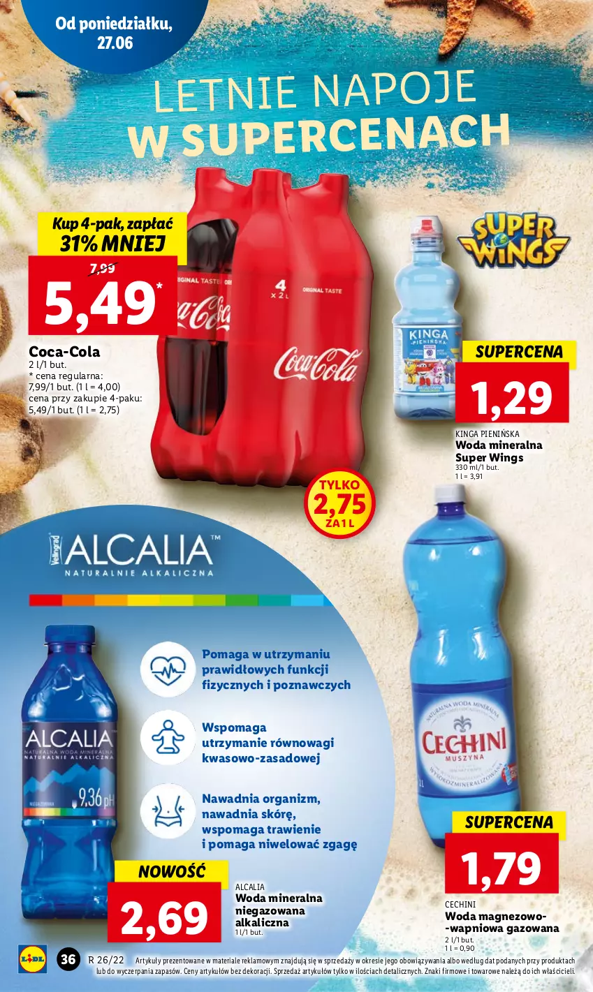 Gazetka promocyjna Lidl - GAZETKA - ważna 27.06 do 29.06.2022 - strona 36 - produkty: Coca-Cola, Magnez, Napoje, Super wings, Wagi, Woda, Woda mineralna