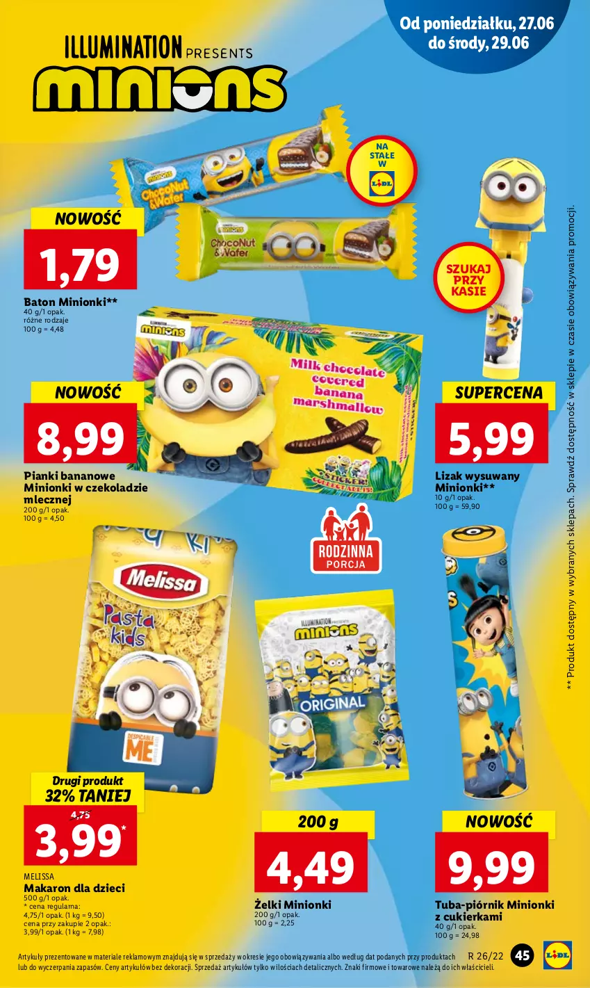 Gazetka promocyjna Lidl - GAZETKA - ważna 27.06 do 29.06.2022 - strona 45 - produkty: Baton, Cukier, Dzieci, Makaron, Piórnik