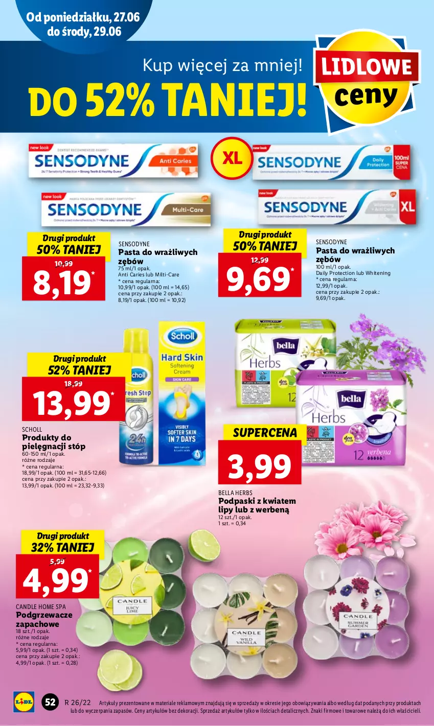 Gazetka promocyjna Lidl - GAZETKA - ważna 27.06 do 29.06.2022 - strona 52 - produkty: Bell, Bella, Podgrzewacze, Podpaski, Scholl, Sensodyne