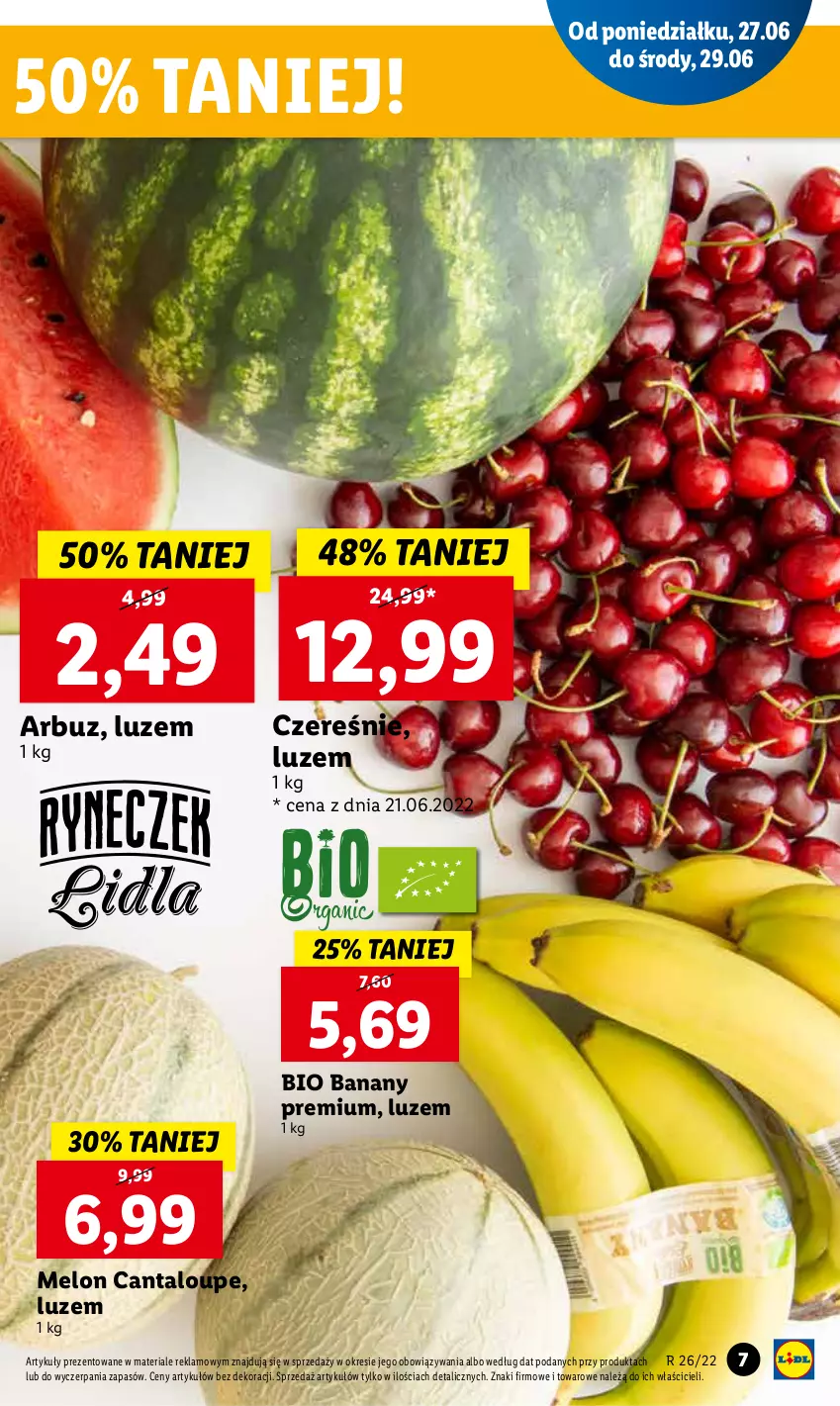 Gazetka promocyjna Lidl - GAZETKA - ważna 27.06 do 29.06.2022 - strona 7 - produkty: Arbuz, Banany, Melon