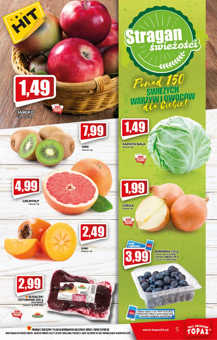 Gazetka promocyjna Topaz - Gazetka - ważna 07.01 do 12.01.2022 - strona 5 - produkty: Borówka, Buraczki, Sok, Top