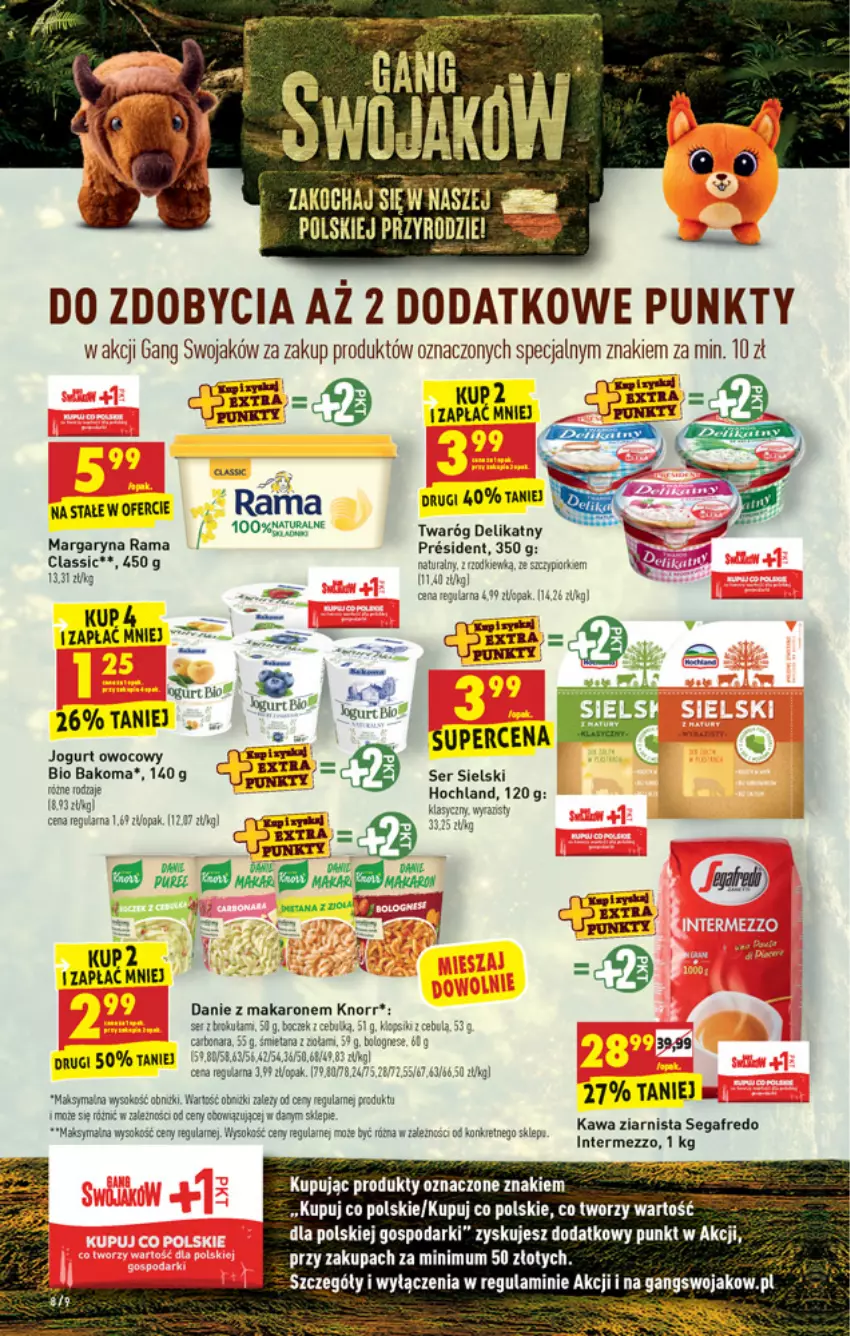 Gazetka promocyjna Biedronka - W tym tygodniu - ważna 04.10 do 09.10.2021 - strona 8 - produkty: AEG, Bakoma, Boczek, Hochland, Jogurt, Jogurt owocowy, Kawa, Kawa ziarnista, Knorr, Kret, Makaron, Rama, Segafredo, Ser, Sok, Twaróg, Twaróg delikatny