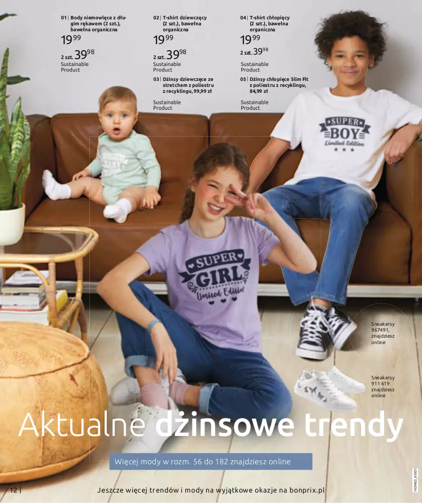 Gazetka promocyjna Bonprix - MODA DŻINSOWA, KTÓRĄ POKOCHASZ! - ważna 01.02 do 08.08.2021 - strona 14 - produkty: Body, Dżinsy, Sneakersy, T-shirt, Wełna