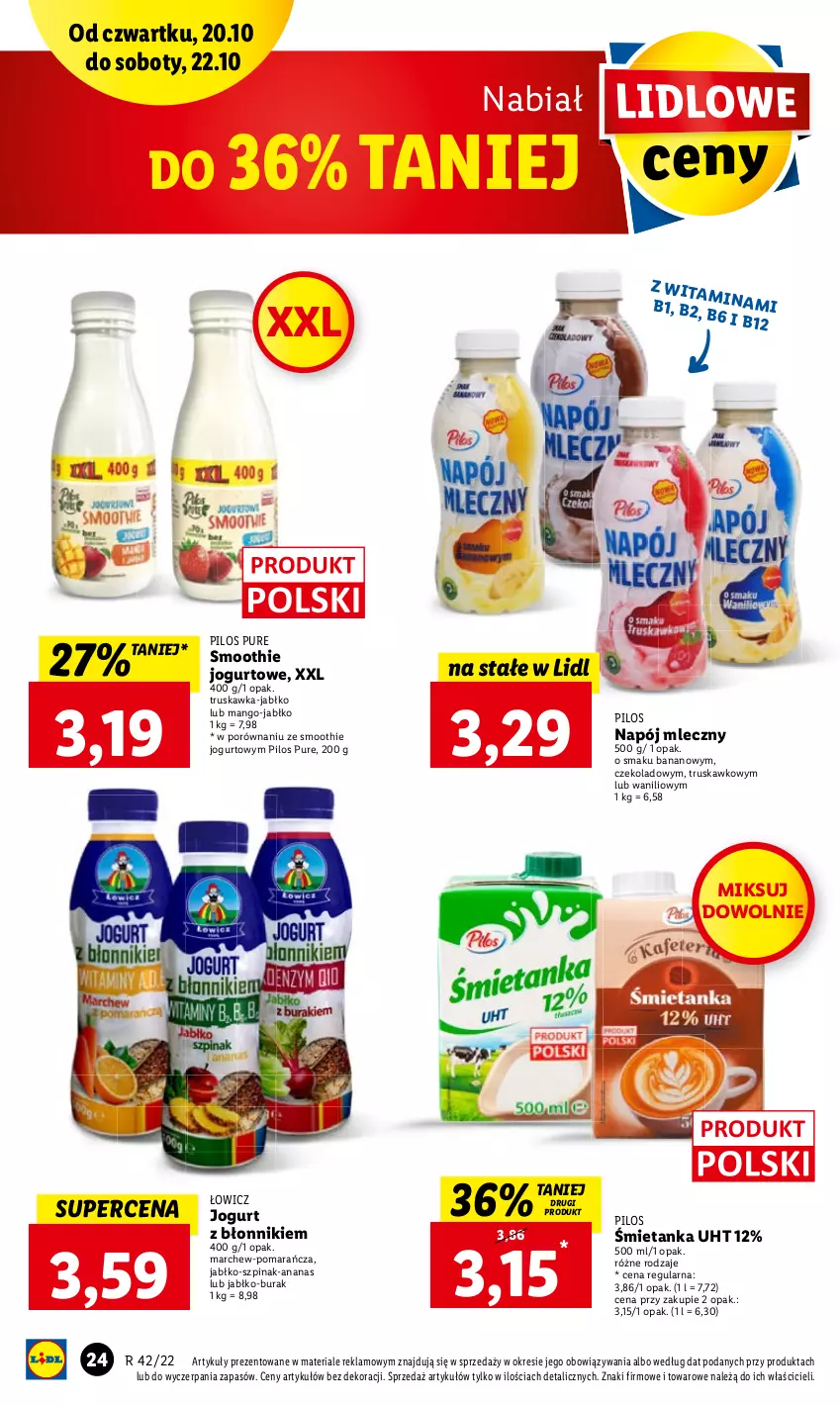 Gazetka promocyjna Lidl - GAZETKA - ważna 20.10 do 22.10.2022 - strona 27 - produkty: Ananas, Jogurt, Mango, Napój, Napój mleczny, Por, Smoothie, Szpinak