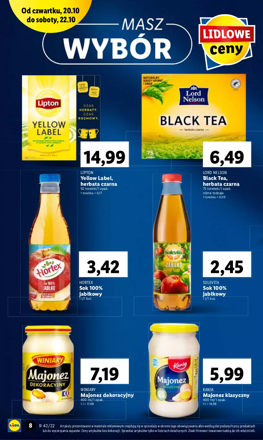 Gazetka promocyjna Lidl - GAZETKA - ważna 20.10 do 22.10.2022 - strona 8 - produkty: Hortex, Lipton, Sok, Winiary