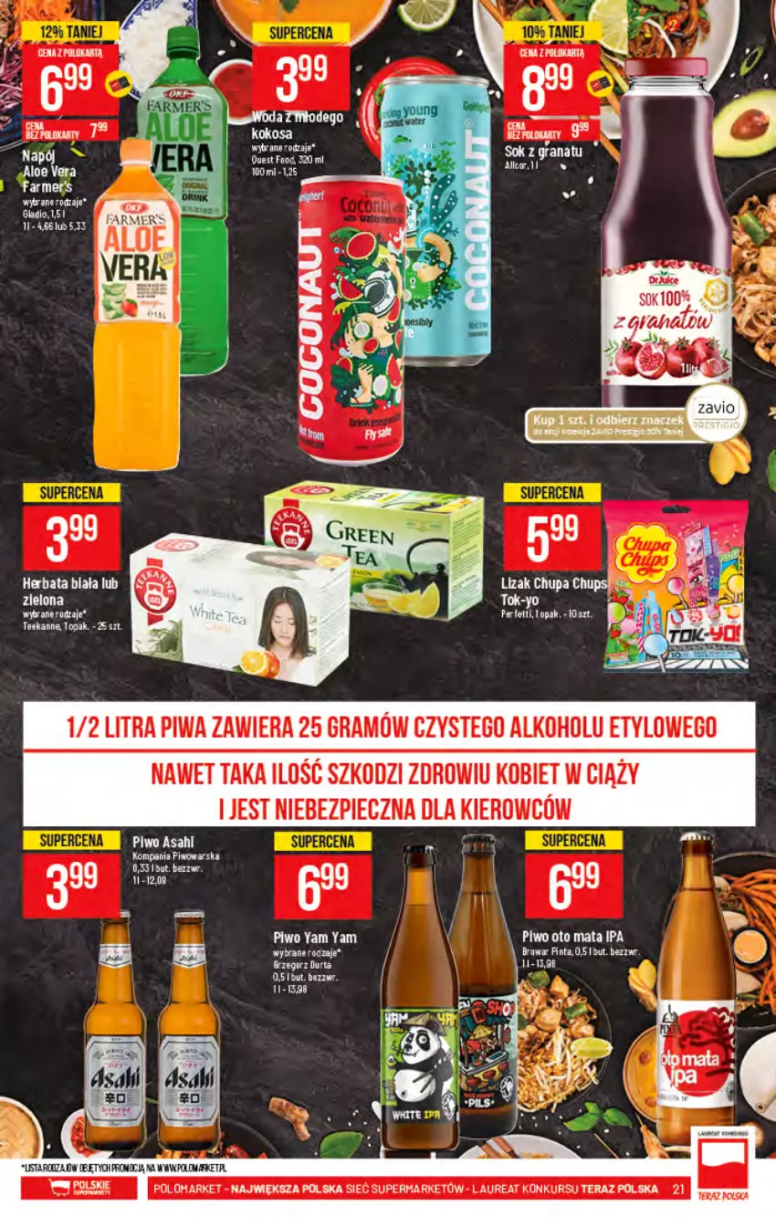 Gazetka promocyjna PoloMarket - Gazetka pomocyjna - ważna 07.07 do 13.07.2021 - strona 21 - produkty: Aloe vera, Asahi, Herbata, Laur, Piec, Piwo, Ser, Teekanne, Tera