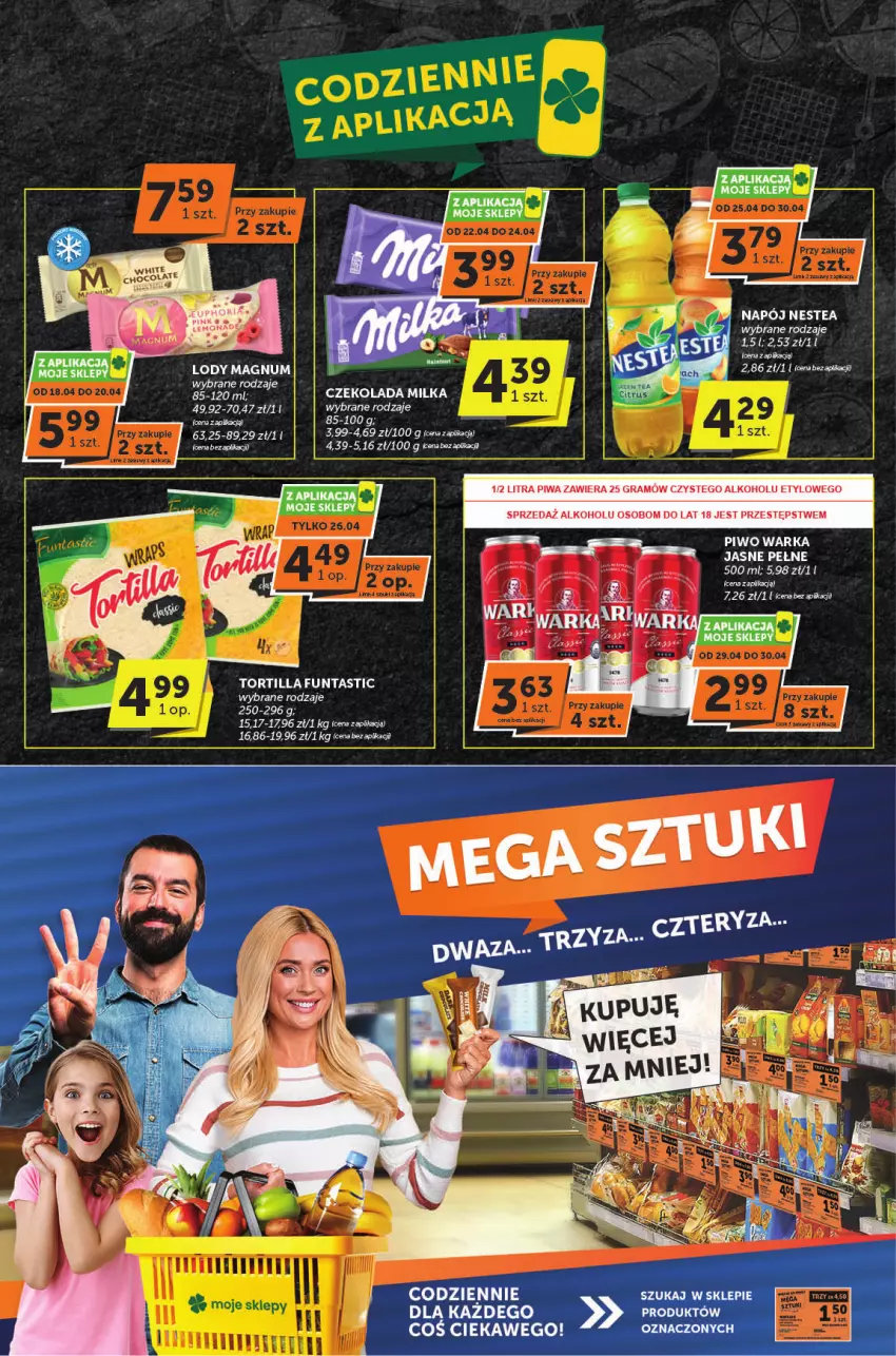 Gazetka promocyjna ABC - ważna 18.04 do 30.04.2024 - strona 2 - produkty: Czekolada, Fa, Gra, Lody, Milka, Nestea, Piwa, Piwo, Tortilla, Warka